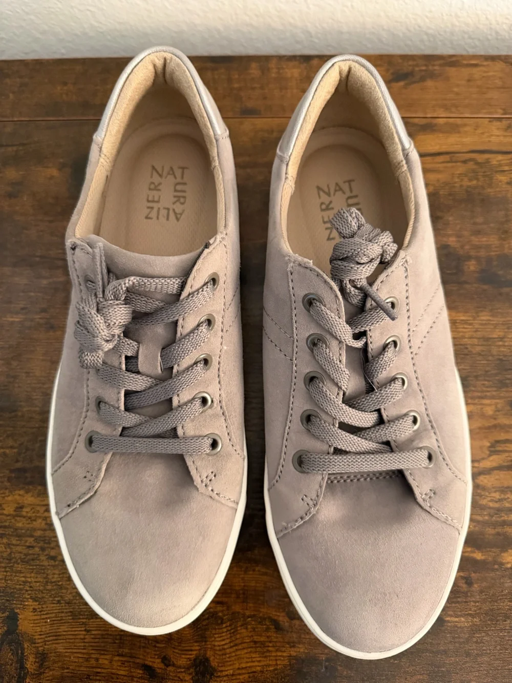 Naturalizer Gray Suede Lace-Up Sneakers